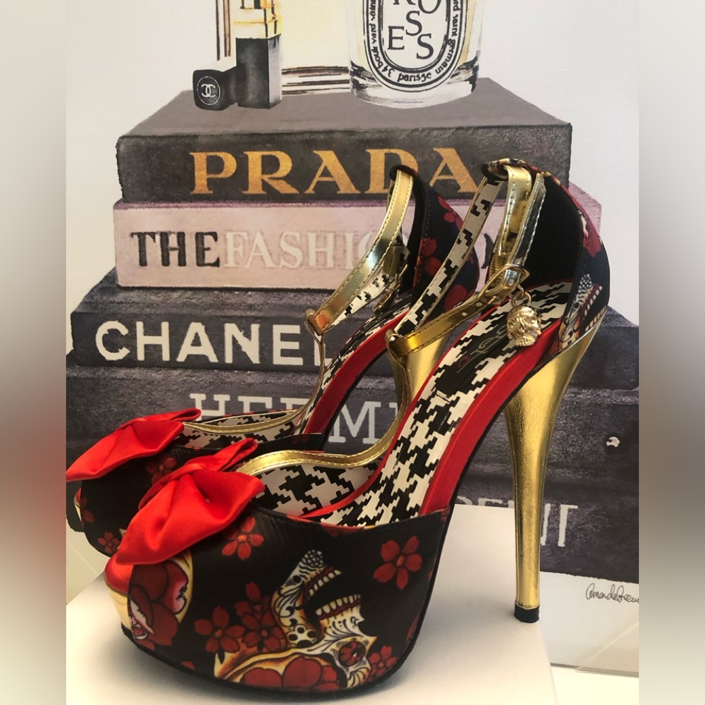 IRON FIST Sexy Stiletto Platforms Skulls Black Red White Gold Heels & Straps